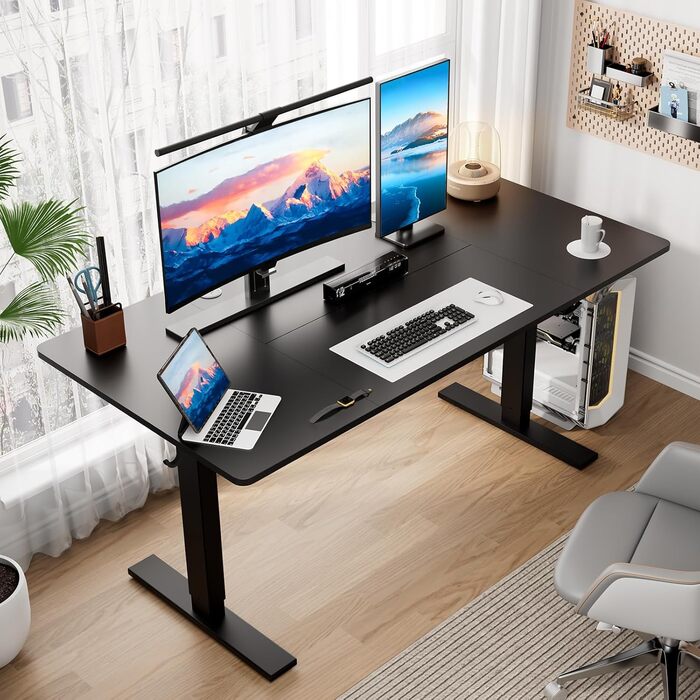 Стіл з регульованою висотою 60x110 см, електричний стіл з пам&39яттю налаштувань та функцією запобігання зіткненням, регульована висота 70117 см, ідеально підходить для офісу, домашнього офісу та ігор (чорний) 110x60 см Чорний