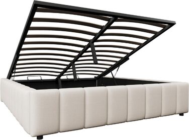 М&39яке ліжко 140x200, двоспальне ліжко з місцем для зберігання та рейковим каркасом, без узголів&39я, каркас ліжка з гідравлічною шухлядою для зберігання, гідравлічне ліжко, ліжка з місцем для зберігання, каркас ліжка, дитяче ліжко, лляне, без матраца, б