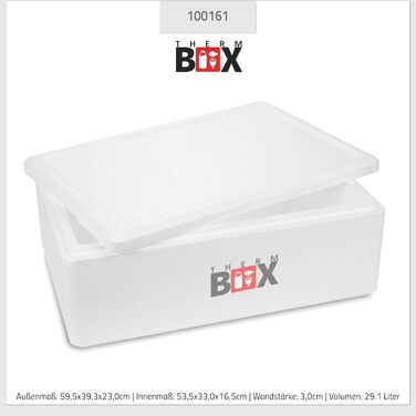 Пінопластовий контейнер 29 Вт Товщина стінки 3 см Об&39єм 29,1 л Внутрішні розміри 53x33x16 см Ізольований контейнер Холодильник Контейнер для підігріву Багаторазовий