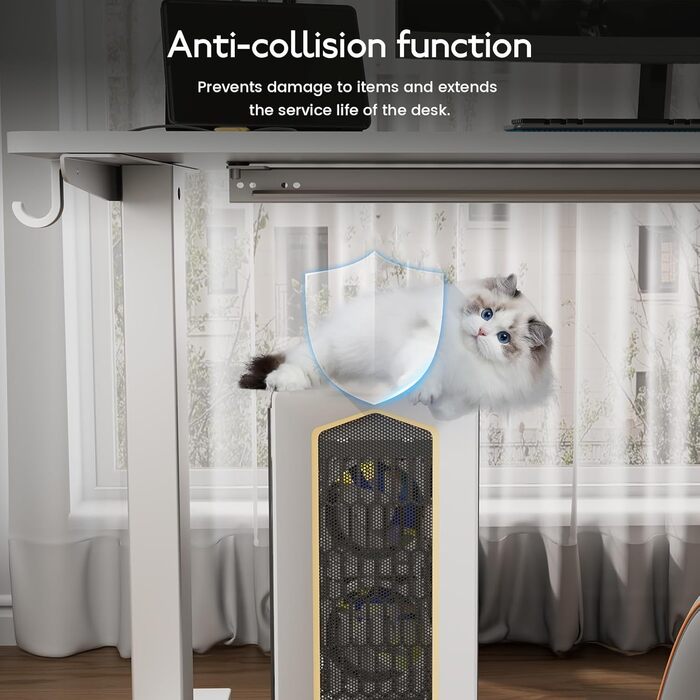 Стіл з регульованою висотою 60x140 см, електричний стіл з пам&39яттю налаштувань та функцією запобігання зіткненням, регульована висота 70117 см, ідеально підходить для офісу, домашнього офісу та ігор (білий) 140x60 см білий