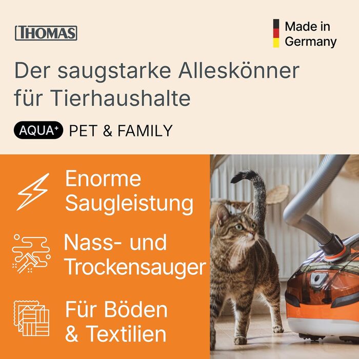 Пилосос THOMAS Aqua PET & Family 1700 Вт безмішковий, для власників тварин, для вологого та сухого прибирання