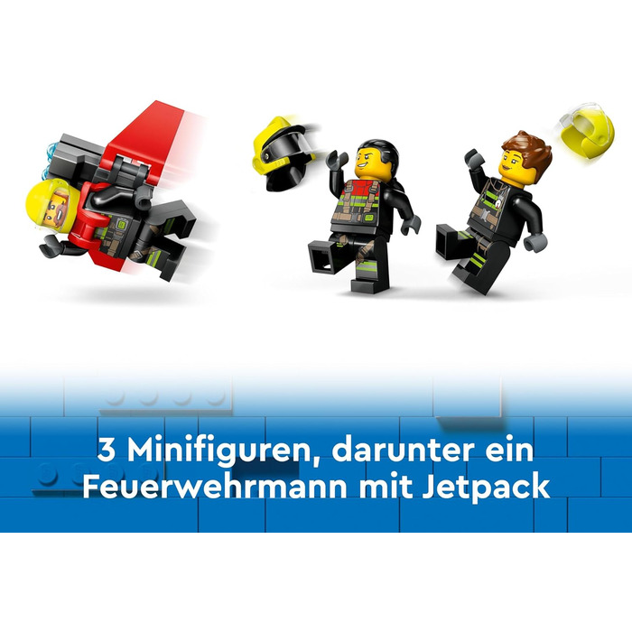 Пожежний літак LEGO City, пожежний набір з іграшковим літаком для дітей, будівельний набір з 3 фігурками пожежників та пожежним фоном, чудова ідея для подарунка для хлопчиків та дівчаток віком від 6 років 60413