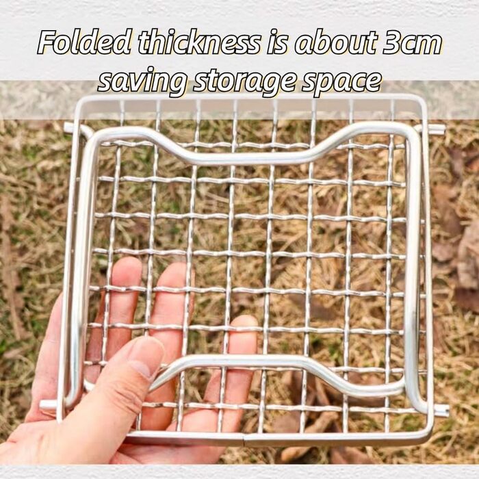 Складана підставка для гриля Wakects для барбекю, міні-підставка для гриля з нержавіючої сталі для багаття, портативна підставка для кемпінгового горщика, сітчастий дизайн із сумкою для зберігання для пікніків