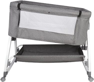 Дитяче ліжечко Side-by-Side, дитяче ліжечко 2-в-1 від народження до 25 кг, додаткове ліжко з 6 регулюваннями висоти, з матрацом/відкидною бічною панеллю/колесами, ліжечко з сітчастої тканини - 80 x 40 x 100-115 см - льон 80 x 40 x 100-115 см - льон