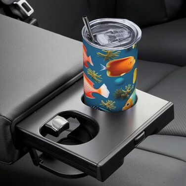 Кухоль з прямою трубочкою, дизайн підводна рифова риба, принт, дорожній кухоль, підходить для кемпінгу, офісу та дому, 590 мл