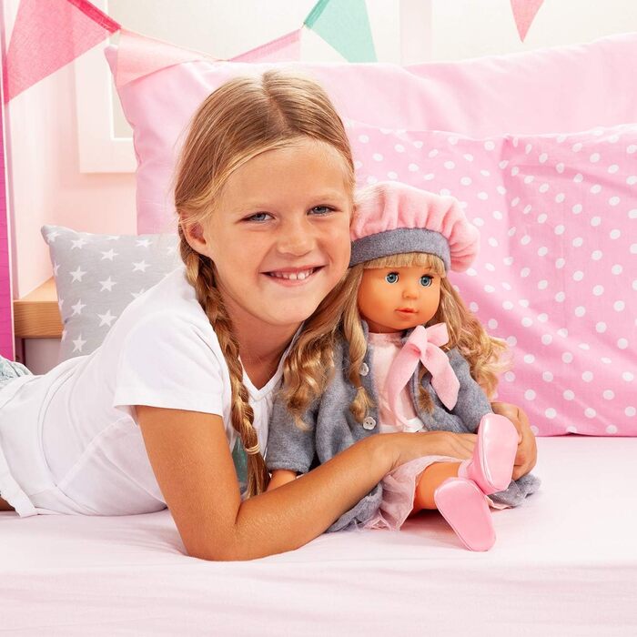 Функціональна лялька Bayer Design 94635AX Шарлін з волоссям і сплячими очима, говорить і співає 90 речень, 2 вірші і 8 пісень, 46