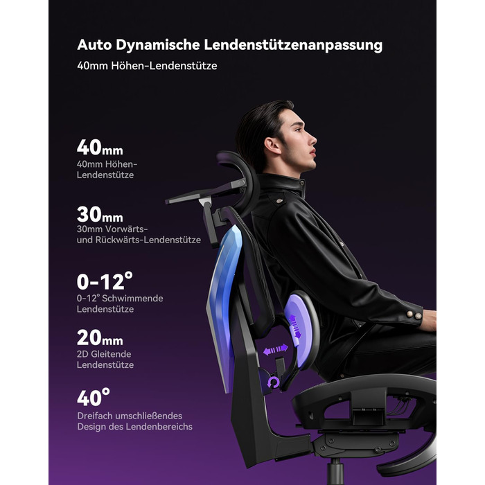 Ергономічне ігрове крісло AutoFull G7, ігрові крісла з динамічною поперековою підтримкою, поворотними підлокітниками на 720 по двох осях, нахилом спинки на 140 та подушкою для шиї 4D (лазерне) Laser Color