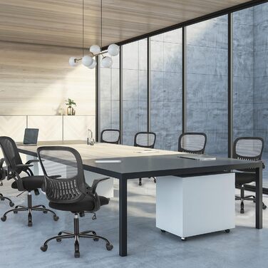 Ергономічне офісне крісло Sweetcrispy з відкидними підлокітниками, регульоване по висоті поворотне крісло для керівника, сітчасте крісло з функцією гойдання до 120 для домашнього офісу, офісу, кабінету, чорне 18,5&39 Г x 20,08&39 Ш x 41,3&39 В