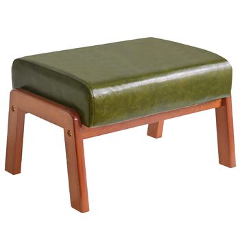 Невеликий пуф-табурет, прямокутний пуф-підставка зі штучної шкіри з м&39яким сидінням та дерев&39яними ніжками, сучасний низький пуф-підставка для вітальні/спальні, темно-зелений WBD013GR, 10.2H