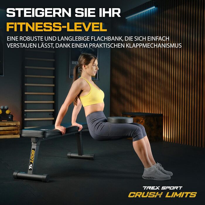 Плоска лава TX-100B Складана лава для силових тренувань Тренажерна лава для жиму лежачи в домашньому спортзалі Сталева рама, нековзна, м&39яка