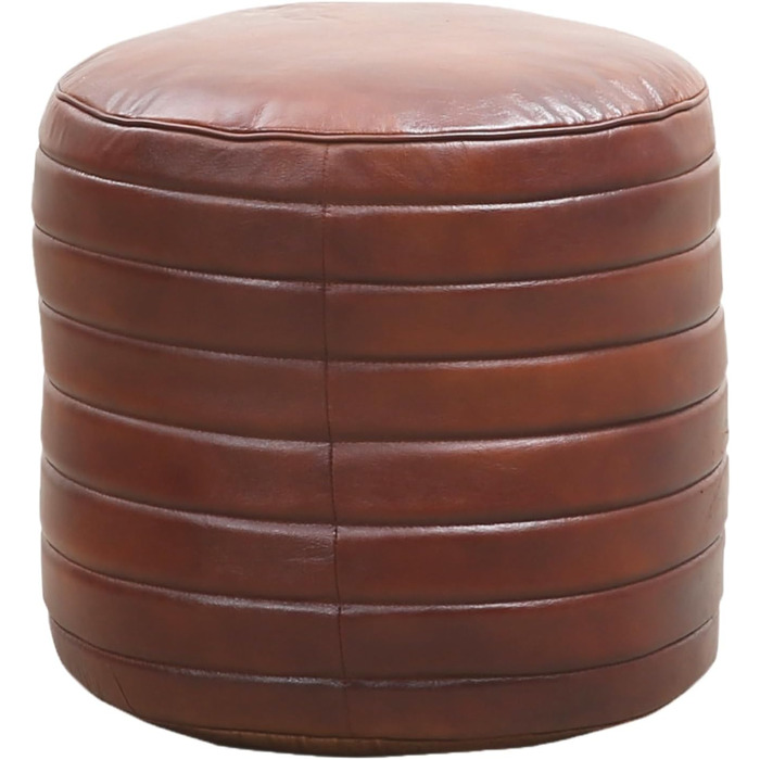 Вінтажний табурет Marrakech з подушкою для сидіння, включаючи наповнювач, виготовлений з натуральної шкіри Пуф-табурет Janeiro кольору коньяку, круглий, 45 см Крісло-мішок для ніг як декор скандинавської спальні та вітальні