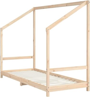 Дитяче ліжко 2x(80x200) см з масиву сосни з міцним каркасом та дихаючими фанерними ламелями для гарної підтримки матраца 205,5 x 171 x 158 см Натуральний колір