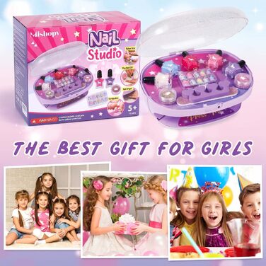 Студія нігтів Tacobear для дівчаток 6-10 років - сушарка для нігтів, лак для нігтів, що знімається, наклейки для нігтів, набір для дизайну нігтів, манікюр - подарунок на день народження