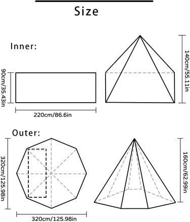 Одномісний надлегкий гарячий намет з домкратом для плити, намет-тіпі, кемпінг на свіжому повітрі, коньковий намет для намету-піч/дров&39яної печі, 4 сезони, полювання/трекінг, пірамідальний намет, чорний