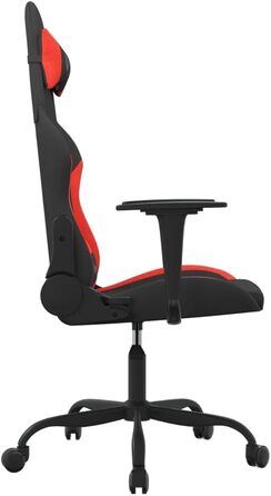 Геймерське крісло з функцією масажу, чорно-червона тканина, регульована спинка та висота, поворот на 360 градусів, повітропроникний чохол, ергономічна опора, 37 x 50 см (Ш x Г), червоний