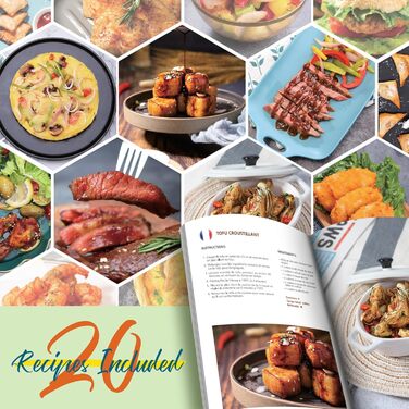 Фритюрниця Aigostar White Cube 7 л XXL Фритюрниця з гарячим повітрям 1900 Вт, 7 програм, підтримка тепла, 20 рецептів, без олії, для 6-10 осіб, фритюрниця з цифровим світлодіодним сенсорним екраном