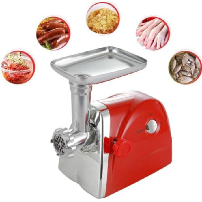 Червона електрична м'ясорубка, 800 Вт харчова ковбасна машина з нержавіючої сталі м'ясорубка м'ясний фарш фарш для ковбаси з 3 нож