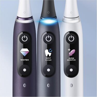 Електрична зубна щітка Oral-B IO Series 8, подвійна упаковка та 3 щітки, 6 режимів чищення для догляду за зубами, магнітна технологія, кольоровий дисплей, дорожній кейс, фіолетовий аметрін/чорний онікс