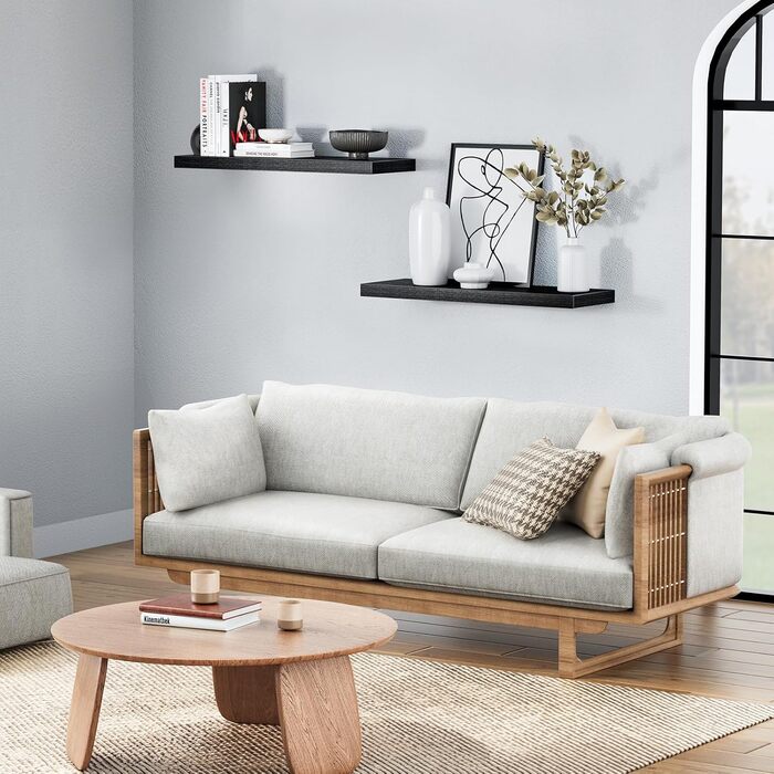 Настінна полиця STOREMIC, чорна, 60 см, комплект із 2 настінних полиць, плаваюча полиця з максимальним навантаженням 20 кг, рівна оброблена поверхня, підходить для робочих місць, офісів та віталень