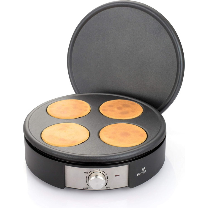 Сковорода для млинців Senya SYCK-CV026, електрична, 2 змінні литі алюмінієві пластини, Crepe Time, 1500 Вт, 1500 Вт, Чорний