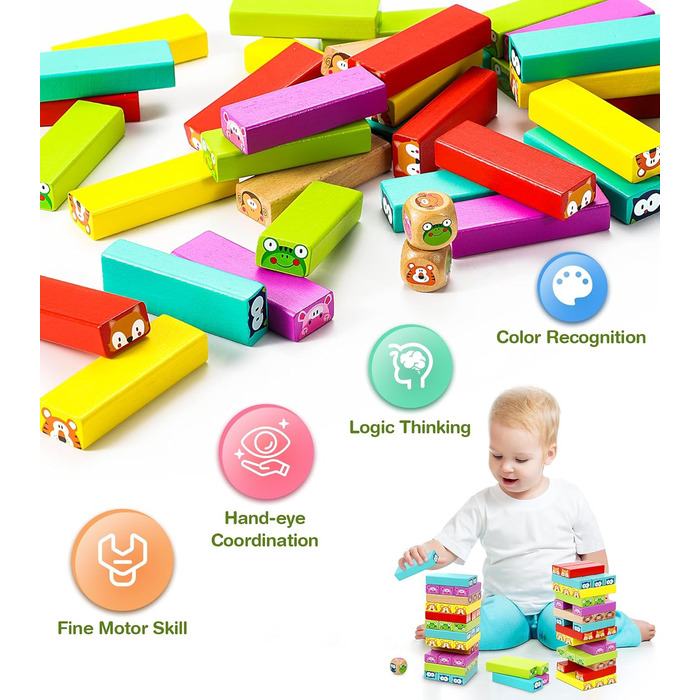 Іграшки Pourbibibi для хлопчиків і дівчаток від 3 4 5 років дерев&39яна іграшка хитка вежа Настільна гра для дітей та сім&39ї Наст