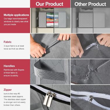 Сумка для зберігання GoMaihe 4 комплекти велика складна коробка для зберігання з кришкою, посиленою ручкою та блискавкою, органайз