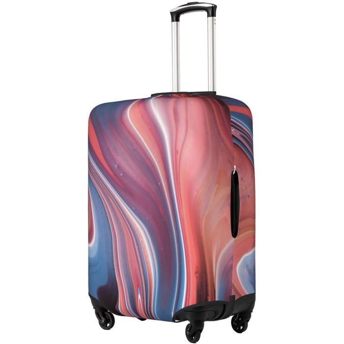 Чохол на валізу Абстрактний рожевий мармур, еластичний, водостійкий, захисний, для подорожей та роботи (розмір валізи 45,7 - 81,3 см), чорний, розмір S