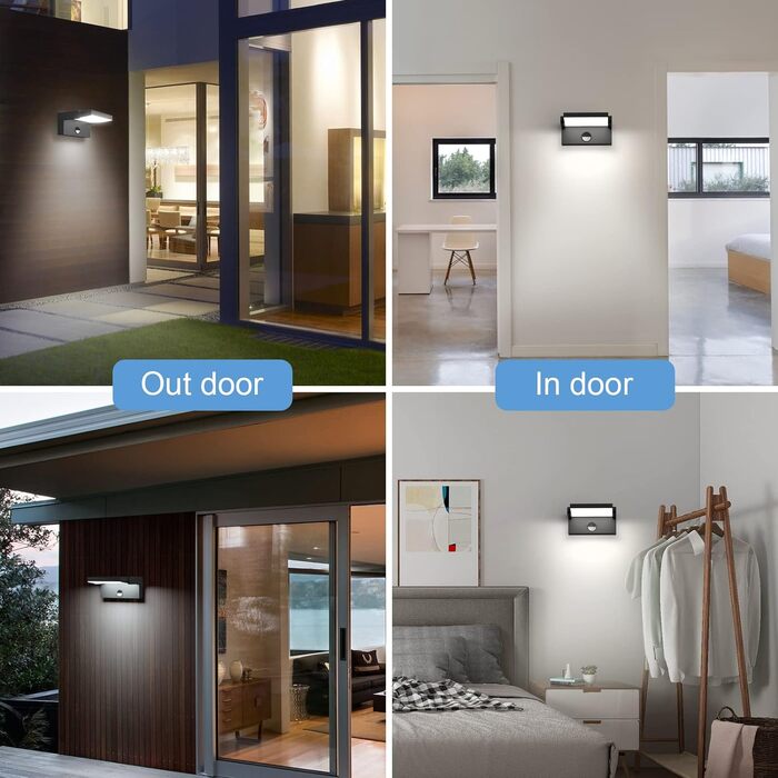 Вт Світлодіодний зовнішній настінний світильник Зовнішній світильник з детектором руху IP65 Настінний світильник Внутрішній зовніш