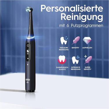 Електрична зубна щітка Oral-B iO Series 8 Plus Edition, подвійна упаковка ПЛЮС 3 щітки в т.ч. відбілювання магнітний чохол, 6 режимів чищення, подарунок чоловік/жінка, чорний/фіолетовий