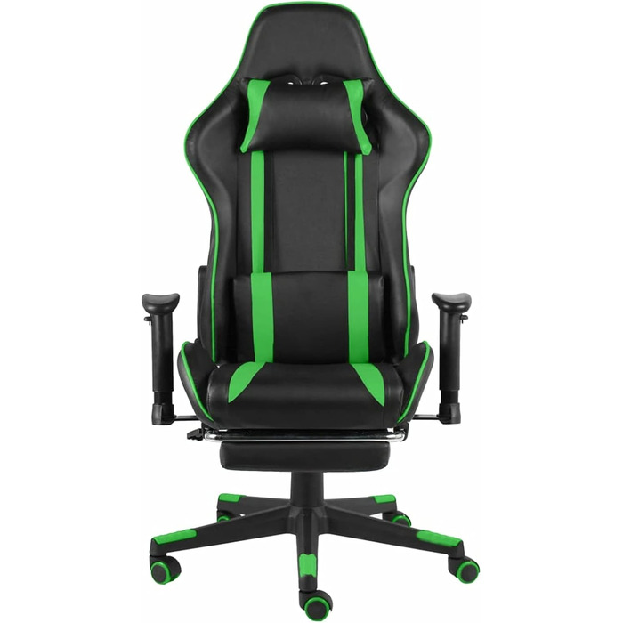 Геймерське крісло з підставкою для ніг, обертове, зелений ПВХ, для дорослих, крісло для ПК, ігрове