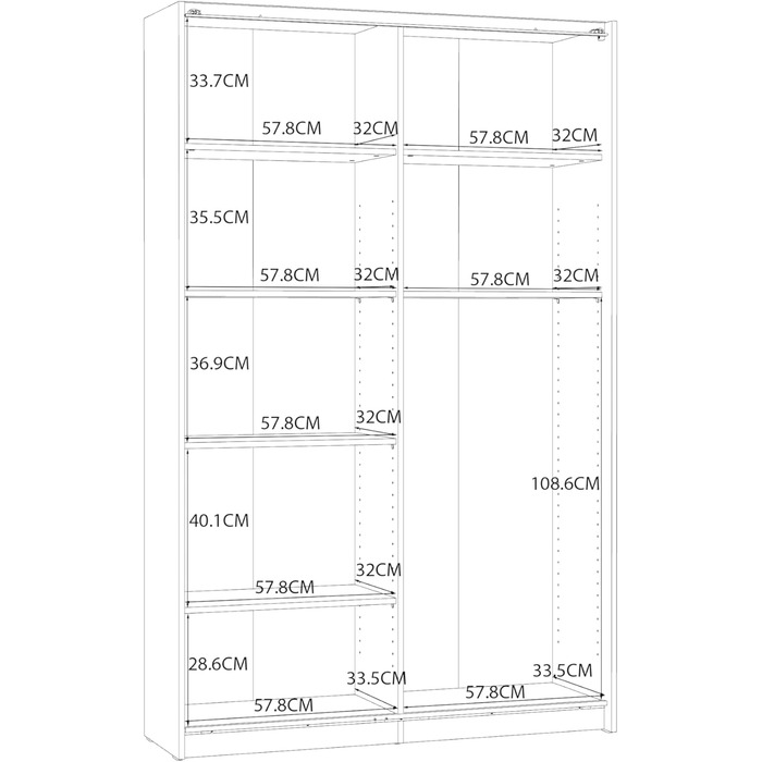Біла багатофункціональна шафа, сучасна, 2-дверна з полицями, шафа з розсувними дверима, вішалка для пальто, дерев&39яний композит, матово-білий колір, 120 см завширшки x 42 см завглибшки x 190,5 см заввишки. Біла матова багатофункціональна шафа, окремий б