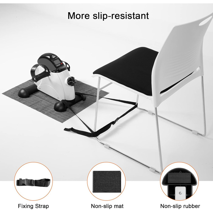 Міні-велотренажер, велотренажер Uten з регульованим опором та нековзним килимком, міні-велотренажер для рук та ніг для дому та офісу, регульований та портативний - білий