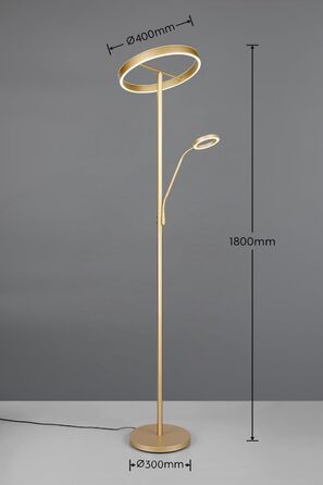 Стільовий торшер Trio Leuchten Willis 449510279, металевий, золотистий, 39 5.5 Вт LED, регульована колірна температура, диммер