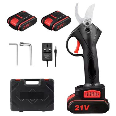 Електричні садові ножиці, бездротові, 25 мм, з 2 батареями (21 В), працюють від акумулятора, для садівництва, фруктових дерев та виноградників