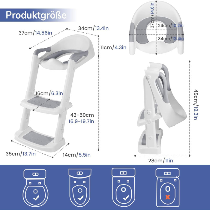Дитяче сидіння для унітазу DEANIC зі сходами, горщик із драбинкою та ПУ, сидіння для унітазу для дітей від 1 до 7 років, сидіння д