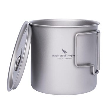 Титанова одношарова чашка для чаю та кави Boundless Voyage, портативний посуд для напоїв на відкритому повітрі, 220 мл, 350 мл, 500 мл (Ti3059D-500ml)