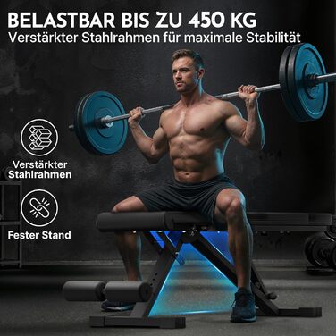 Силова лава NEOLYMP для домашнього використання, вантажопідйомність до 450 кг, складна та регульована, чохол під карбон із 72 варіантами регулювання, включаючи доступ до електронної книги та додатку ідеально підходить для жиму лежачи та силових тренувань.