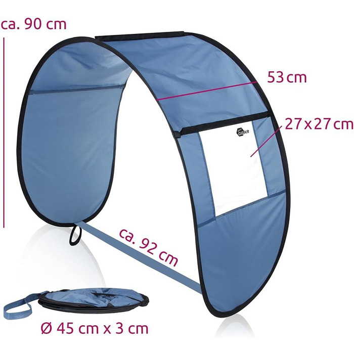 Універсальний навіс від сонця для даху візка ручного візка з вікном відкидний візок пляжний візок синій