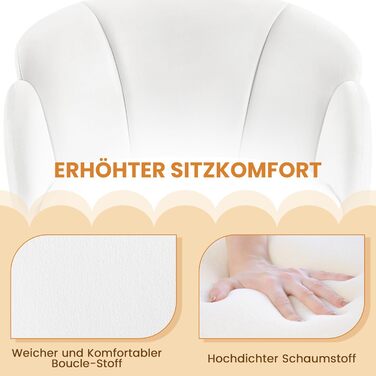 Офісне крісло Yaheetech з поворотом на 360, оксамитове офісне крісло з подвійною подушкою сидіння, туалетний стілець у формі пелюстки, поворотне крісло для офісу/спальні/вітальні, білий колір