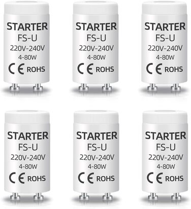 6pcs 4-80W FSU FSU Luminescent Tube Starter, AC 220-240V, UV Light Control Control Accessories, Long lifetime, Fits for Fluorescent Lamps, Aquarium UVC Lights, Neon Lights, 6pcs 4-80W FSU FSU Luminescent Tube Starter, AC 220-240V, UV Light Control Control