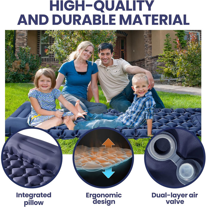 Надувний килимок для сну, товщиною 8 см, надлегкий килимок для сну з подушкою та ножним насосом, 198 * 68 см, портативний компактний кемпінговий матрац, кемпінговий надувний матрац для походів, активного відпочинку, подорожей