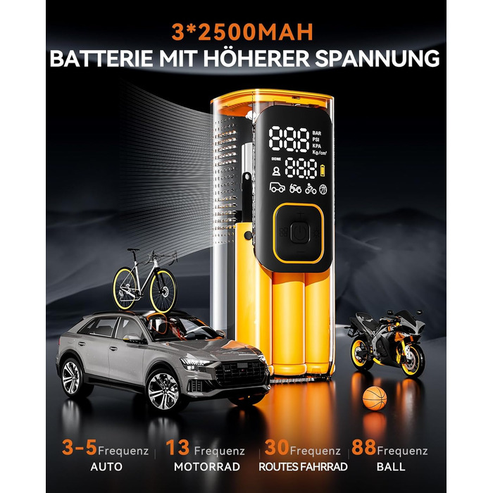 Електричний повітряний насос SUNPOW, портативний міні-компресор з акумулятором 7500mAh, портативний повітряний компресор 160PSI, п