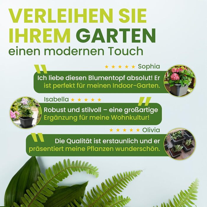 Набір із 2 великих садових горщиків 40x40 см, 46 літрів, антрацитовий, великий квітковий горщик для патіо та саду, міцний квітковий горщик, зроблено в ЄС, 2friends