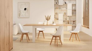 Розкладний обідній стіл, 140 (220) x 90 см, колір рустикальний дуб та білий, зроблено в Італії. Колір рустикальний дуб / ясен. Білий.