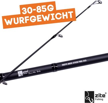 Серія вудок Zite Fishing Inzite Base Stick Спінінгове вудилище для лову окуня, судака, щуки з карбону 24T довжиною 225 см, 255 см та 5-85 г Двосекційне вудилище з ручкою з EVA, гачком та чохлом, вудилище для лову щуки, друге вудилище котушка