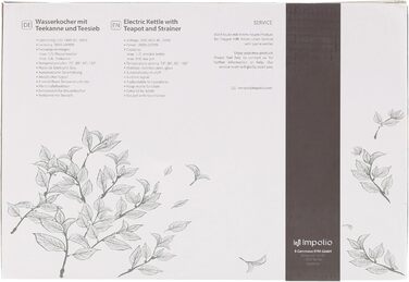 Скляний чайник Impolio PREMIUM LED з регулюванням температури функція збереження тепла, ситечко для чаю з нержавіючої сталі насадк