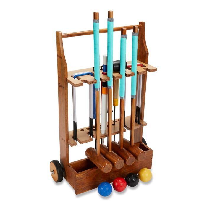 Набір для гри в крокет високої якості bergames для 4 осіб з екологічно чистої деревини з відповідним візком