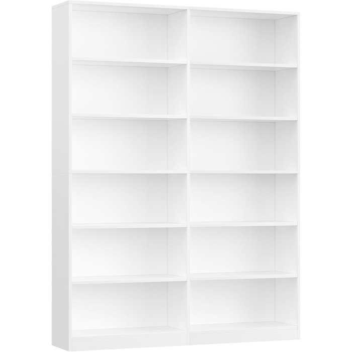 Книжкова полиця FirFurd з 12 відділеннями, книжкова шафа, окремостояча полиця, полиця для зберігання речей для вітальні, офісу, кухні, 120 x 30 x 188,7 см, білий