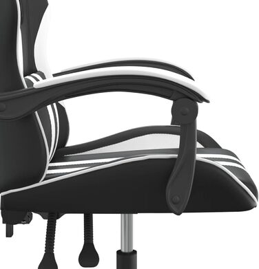 Поворотне ігрове крісло, чорно-біле, штучна шкіра, модель 349524