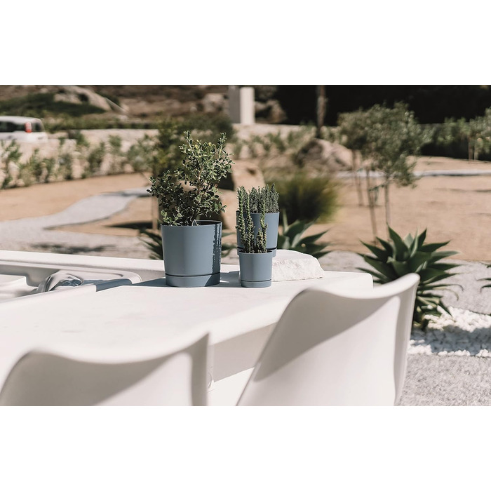 Горщик для квітів Tymar з блюдцем, 2 шт. , декоративний пластиковий горщик для рослин, сучасний, круглої форми, для внутрішнього в